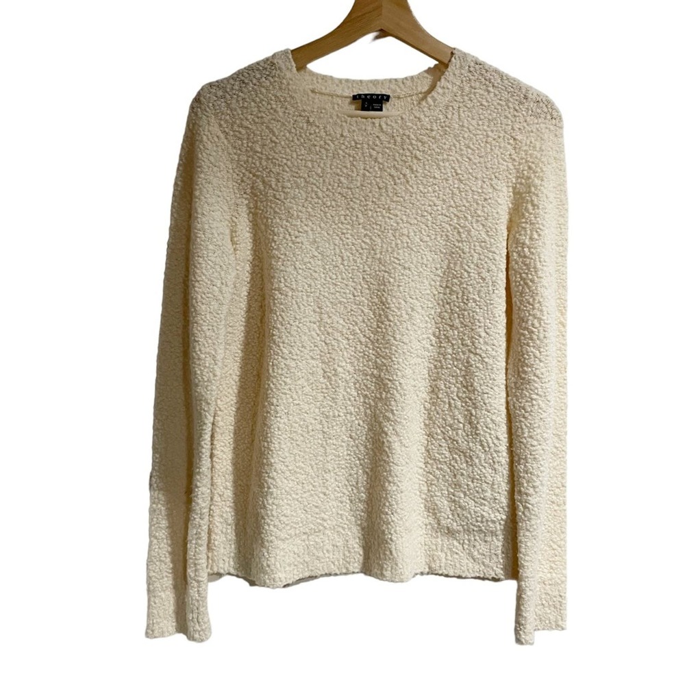 Theory Cream Textured Crew Neck Sweater